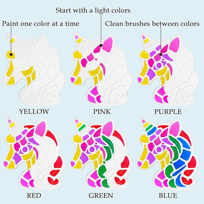 TOYLI Unicorn Painting Kit for Kids, Unicorn Art Set, Unicorn Project, DIY, Stepping Stone kit, Includes 2 Painting Brushes and 6 Paints Mess-Free, Kids Arts and Crafts