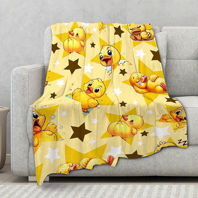 Aparajita Yellow Star Ducks Adult Duck Blanket Kids Funny Blanket Suitable for Bedroom Bed Sofa Crib Couch Chair Outdoor All Season Items That Yellow Duck Lovers Will Love 80"x60"for Adult