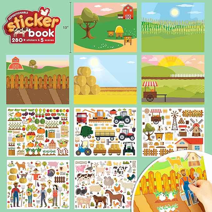 Made By Me Repositionable Sticker Book Bundle Pack, 4-in-1 Sticker Books, Includes Over 770 Removable Stickers & 4 Different Themes, Great for Travel, Road Trips, Sticker Set for Ages 4, 5, 6, 7,