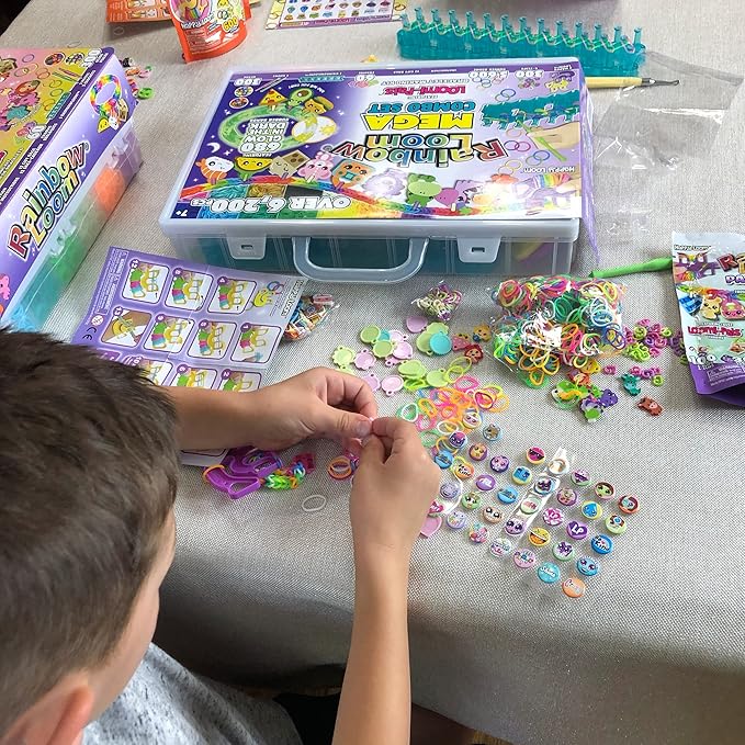 Rainbow Loom® Loomi-Pals™ MEGA Set, Features 60 Cute Assorted LP Charms, The New RL2.0, Happy Looms, Hooks, Alpha & Pony Beads, 5600 Colorful Bands All in a Carrying Case for Boys and Girls 7+
