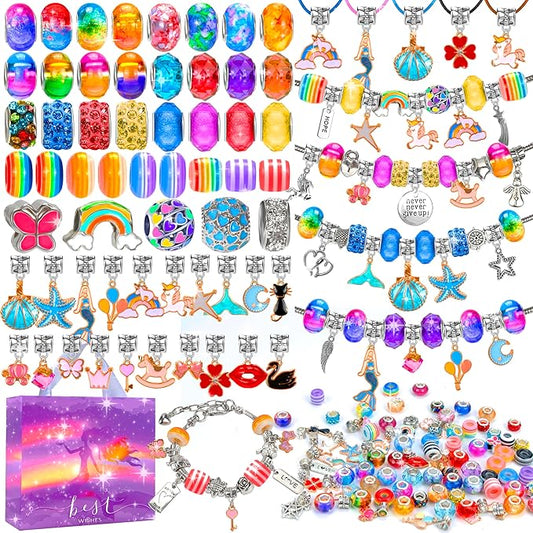 Palonu Charm Bracelet Making Kit,170 pcs Jewelry Making Kit Crafts for Kids Ages 8-12, Beads Toys DIY Craft Gift Set for Teens Girls 8 9 10 11 12 Years Old