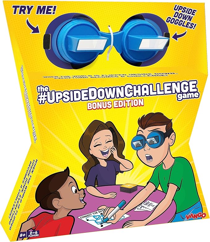 Vango The Original UpsideDownChallenge Game - Complete Fun Challenges with Upside Down Goggles for Ages 8+, 2-6 Players (Bonus Edition - 30 Additional Challenges)