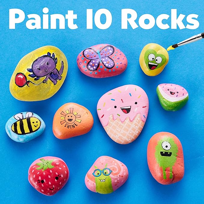 Creativity For Kids Hide and Seek Rock Painting Kit - Arts and Crafts for Kids Ages 6-8+, Gifts for Kids, Craft Kit with 10 Rocks and Waterproof Paint, Small