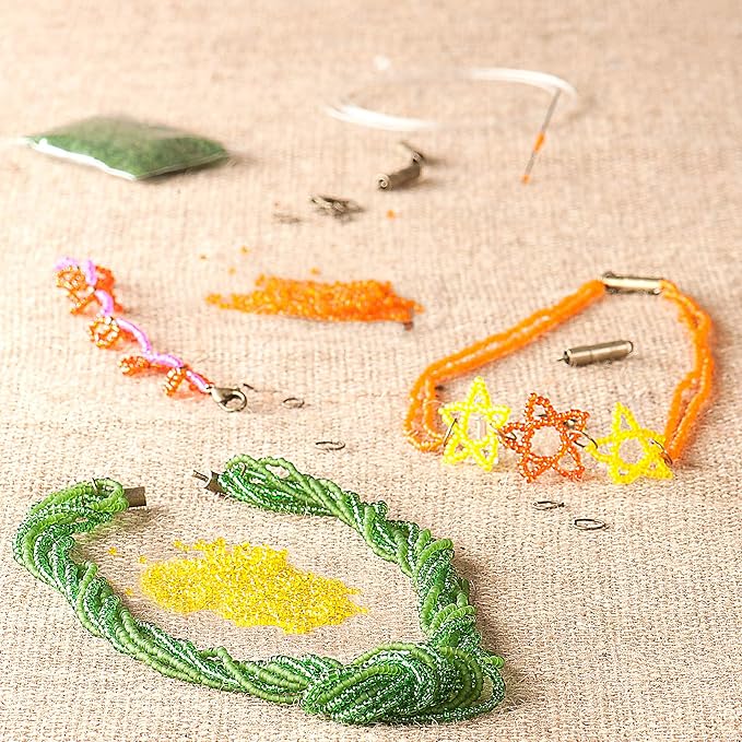 – Seed Bead Creation Kit – Bracelet & Necklace Making Kit – 42pc Jewelry Set with Little Beads – DIY Jewelry Kits for Kids Aged 8 Years +