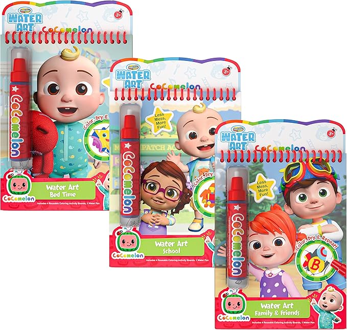 Creative Kids Cocomelon Water Books Pack of 3- Water Paint Art Kit - Coloring Books for Toddlers - Reusable Paint Art Kits for Age 3+