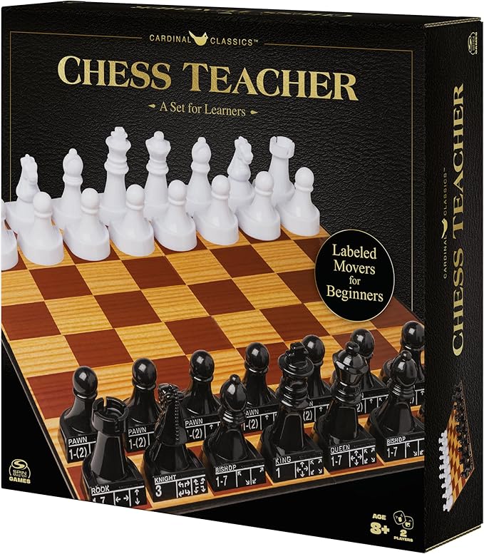 Spin Master Games, Cardinal Classics Chess Teacher, Learn to Play Strategy Board Games for Beginners, Chess, 2 Players, for Kids Ages 8 & Up