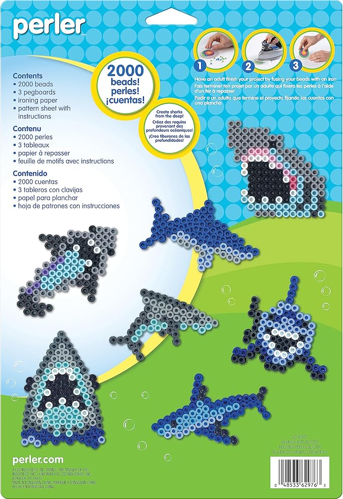 Perler Bead 'Shark' Fuse Bead Activity Kit for Kids Crafts, 2004 pcs , Sharks , Small