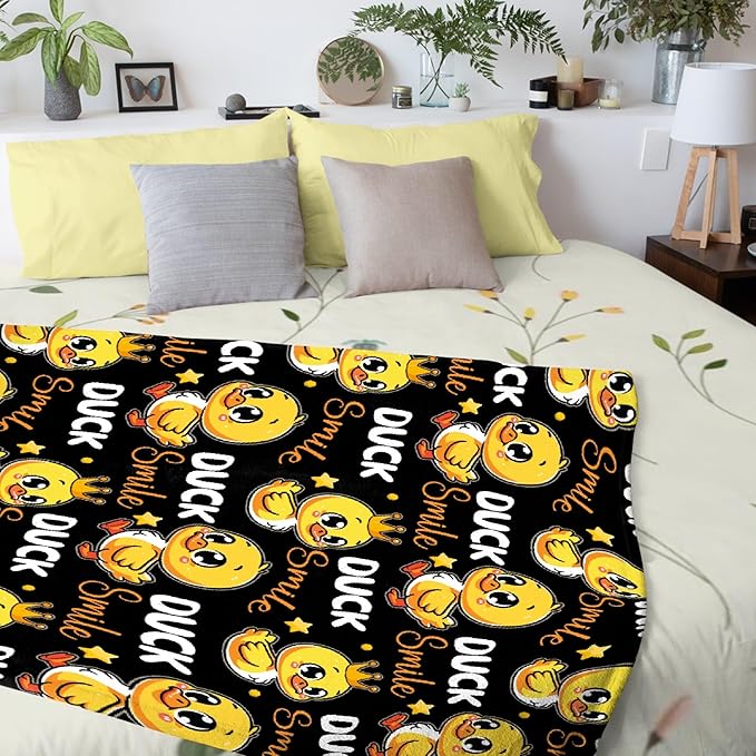 Smile Ducks Blanket Adult duck Blanket Kids Funny Blanket Suitable for Living room Bedroom bed sofa Crib Couch Chair outdoor All Season Items That Yellow Duck Lovers Will Love 50"x40"for Kid