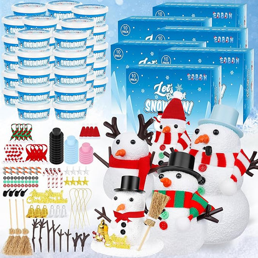 60 Pack Snowman Kit, Christmas Crafts DIY Snowman Kit Bulk, Build a Snowman Set Indoor Decor, Christmas Creative Air Dry Modeling Clay, Xmas Activities Family School Party Snowman Making Supplies