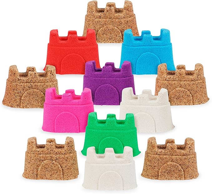 Kinetic Sand, 12-Pack Castle Containers (Amazon Exclusive), Multi-Color Play Sand for Party Favors, Goodie Bags, Sensory Toys for Kids Ages 3 and up