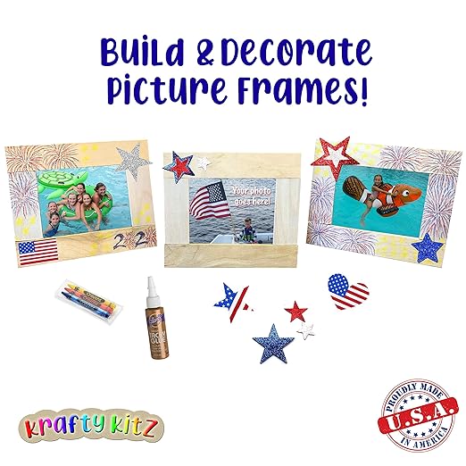 Perfect Stix Krafty Kitz Wooden Craft Stick Kit for Kids – Picture Frame Kit Complete with Instructions Made in USA from Recycled Materials