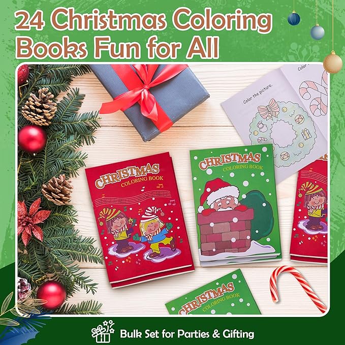 Christmas Coloring Books for Kids Ages 4-8, 24 Pack Christmas Coloring book for Kids, 9" X 11" Coloring Book Christmas Party Favors, Christmas Coloring Book Bulk Party Supplies