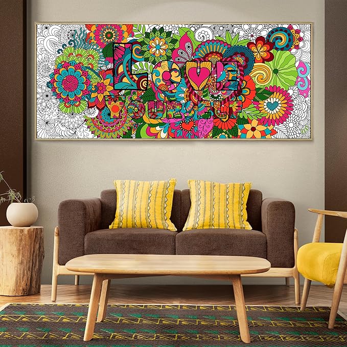 OHOME Mandala Giant Coloring Poster/Tablecloth - 30 x 72 Inch Jumbo Paper Coloring Banner for Adults Kids Teens Coloring Books Bulk Coloring Pages for Wall Craft Arts School Classroom Supplies