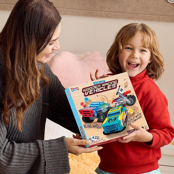 JOYIN Kids Craft Kit Build & Paint Your Own Wooden Race Car Art & Craft Kit DIY Toy Make Your Own Car Truck Toy Construct and Paint Kit, Presents for Kids