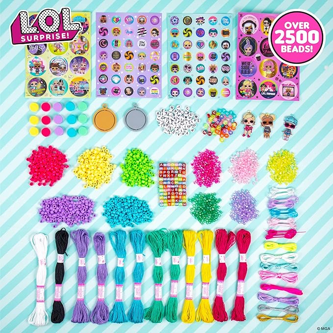 L.O.L. Surprise! Double Feature Ultimate Jewelry Studio, Over 2500 Beads, Create 150+ Pieces of Jewelry, Includes LOL Surprise Charms & Rotating Charms, Bead Kit For Kids Ages 6, 7, 8, 9