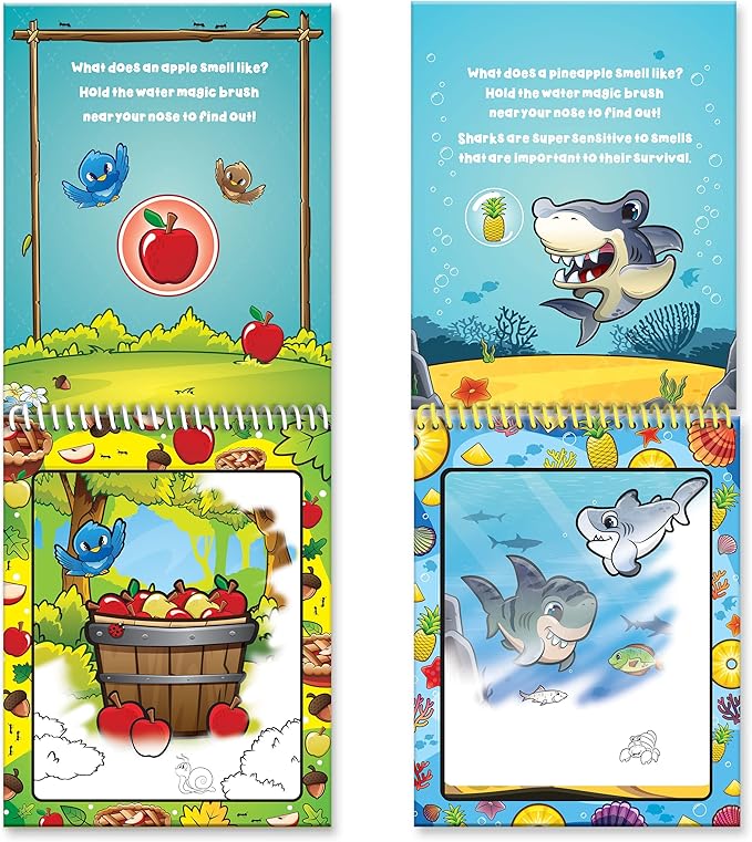 Scentco Water Magic - Patented Gourmet Scented Reusable Water Reveal Activity Books - No Mess, All Fun (Forest Friends and Ocean Friends)