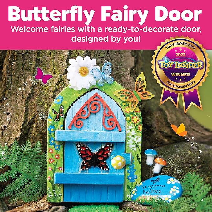 Creativity for Kids Butterfly Fairy Door Kit - Painting Arts and Crafts for Kids, Creative Gifts for Girls and Boys Age 6-7+ Yellow