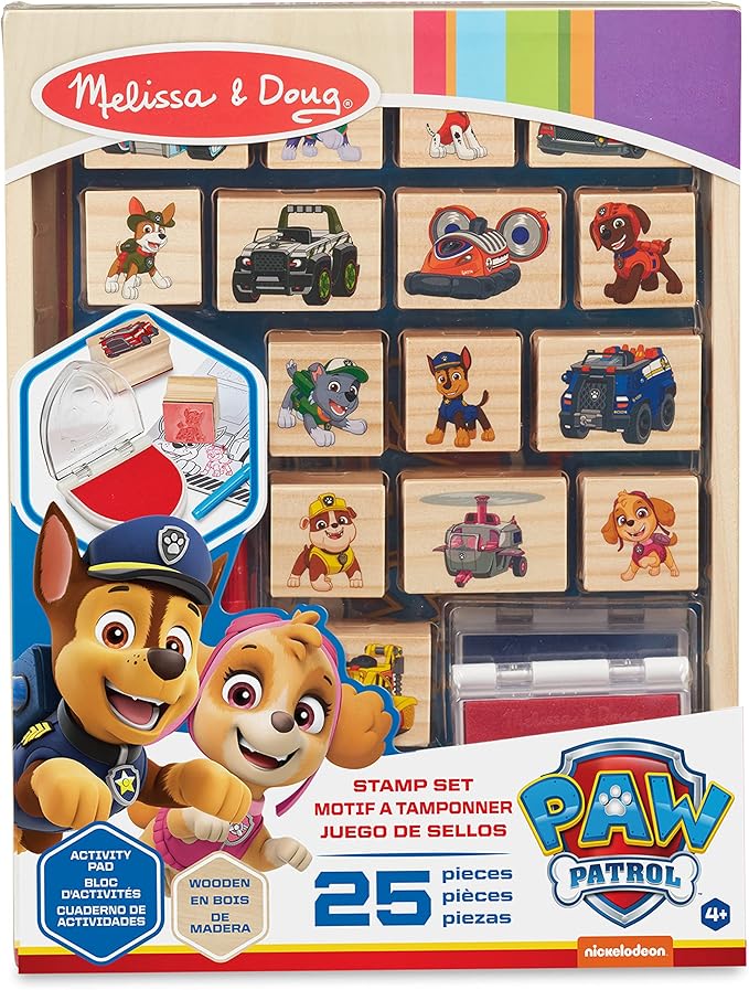 Melissa & Doug PAW Patrol Wooden Stamps Activity Set with Markers, Activity Pad (25 Pieces)