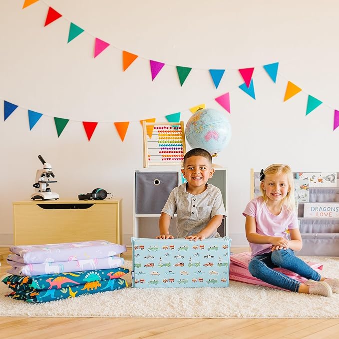 Wildkin Kids Nap Mat Cover for Boys & Girls, Sewn-in Flap Design Rest Mat Cover, Perfect for Preschool and Daycare, Fits Our Vinyl Nap Mat up to 1.5 Inches Including Basic Sleep Mat (Robots)