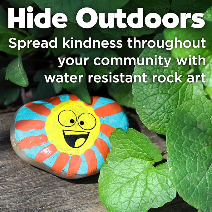 Creativity For Kids Hide and Seek Rock Painting Kit - Arts and Crafts for Kids Ages 6-8+, Gifts for Kids, Craft Kit with 10 Rocks and Waterproof Paint, Small