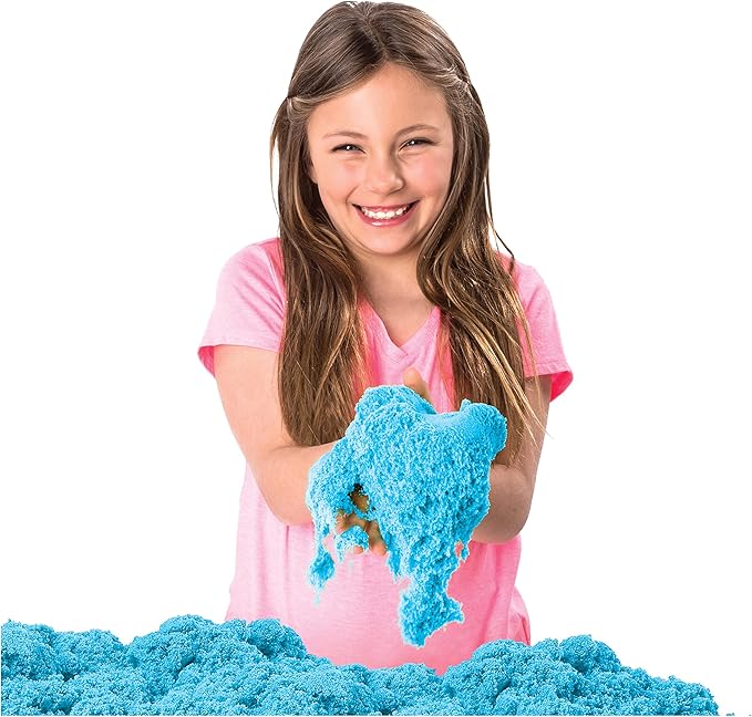 Kinetic Sand, Sandbox Set Kids Toy with 1lb All-Natural Blue and 3 Molds, Sensory Toys for Kids Ages 3 and Up