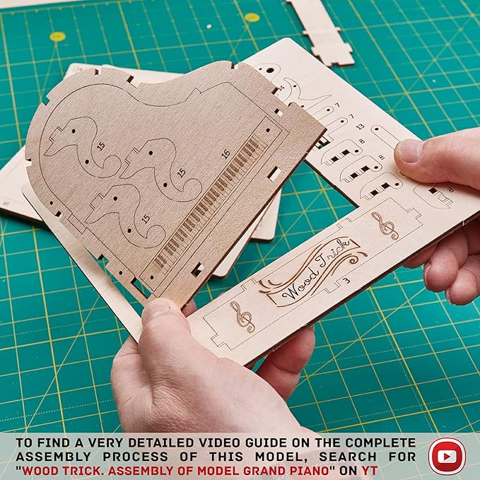 Wood Trick Toy Piano Music Box Moonlight Sonata, Wooden Musical Piano Toy Mini - 3D Wooden Puzzle, Assembly Toys, Brain Teaser for Adults and Kids