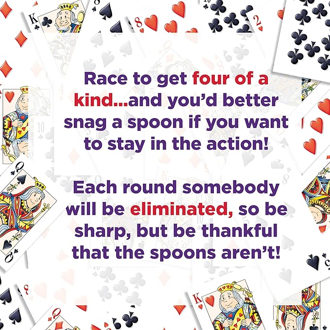 Spoons in a Case, Card Games for Kids - Spoons Game, Deck of Cards, Fun Family Games for Kids and Adults, Playing Cards, Game Night, Travel Games, 3-6 Multi-Player Card Game, Games for Adults, Ages 7+