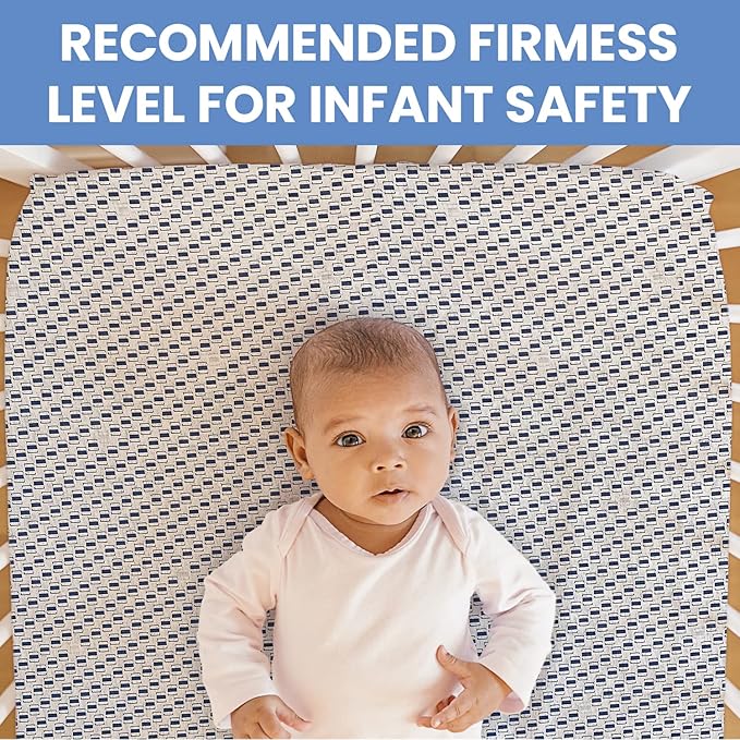 Simmons Kids Radiant Sky Dual Sided Baby Crib Mattress and Toddler Mattress, Waterproof, GREENGUARD Gold and CertiPUR-US Certified, Firm Plant-Based Foam, 5 Year Warranty, Made in USA