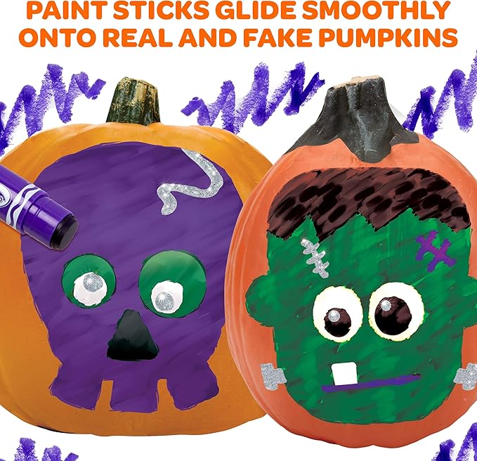 Crayola No Carve Pumpkin Decorating Kit with Paint Sticks, Less Mess Paint Set for Kids, Gift