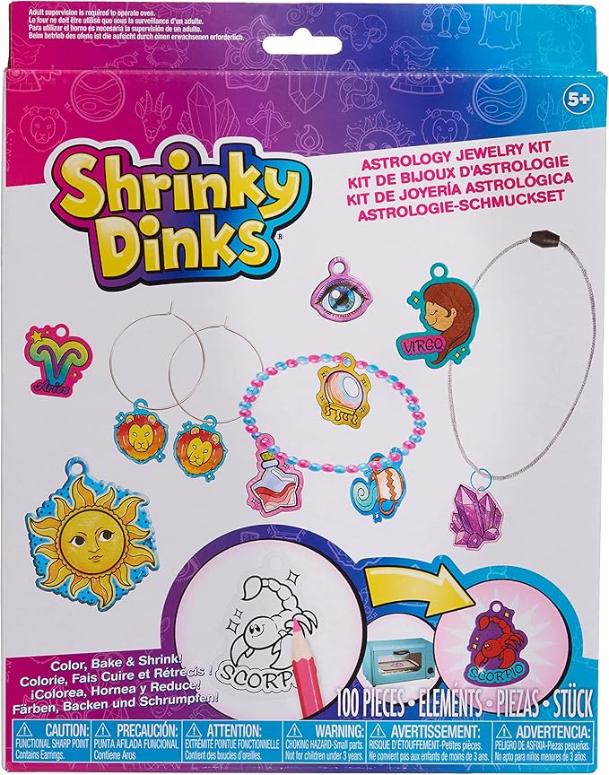 Just Play Shrinky Dinks Astrology Set, 50 Pre-Cut Shrinky Dinks, Kids Arts and Crafts Activity Set, Kids Toys for Ages 5 Up, Amazon Exclusive