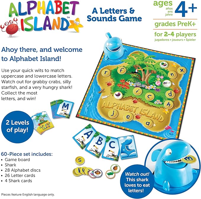 Learning Resources Alphabet Island, Letter & Sounds Game, Language Development Toy, Alphabet Learning Toys, ABC Board Games for Kids, Ages 4+