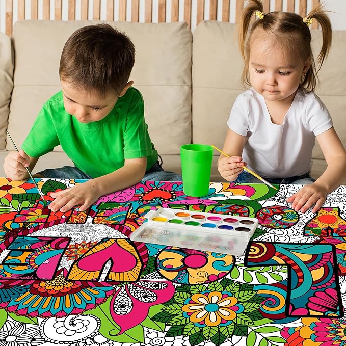 OHOME Mandala Giant Coloring Poster/Tablecloth - 30 x 72 Inch Jumbo Paper Coloring Banner for Adults Kids Teens Coloring Books Bulk Coloring Pages for Wall Craft Arts School Classroom Supplies