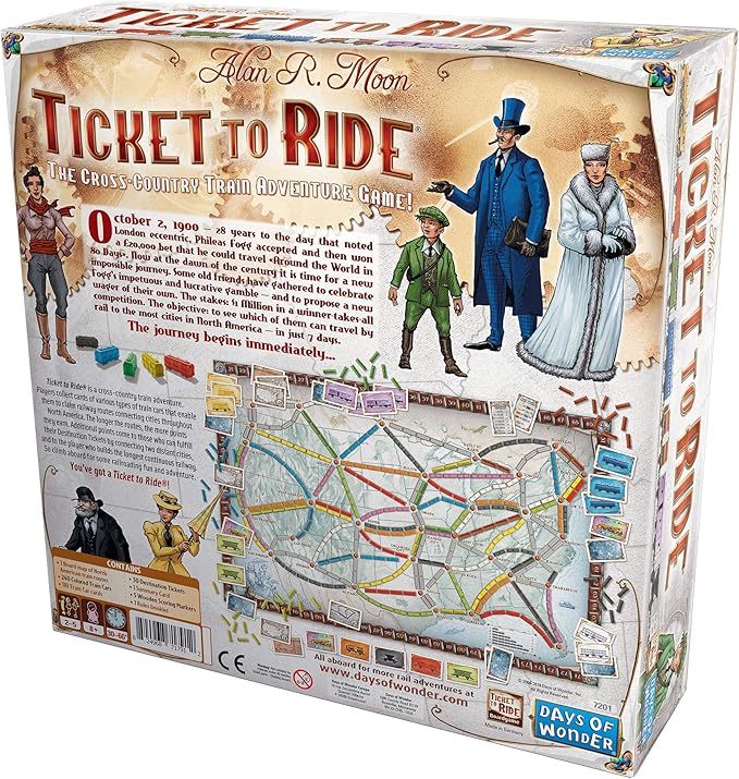 Ticket to Ride Board Game - A Cross-Country Train Adventure for Friends and Family! Strategy Game for Kids & Adults, Ages 8+, 2-5 Players, 30-60 Minute Playtime, Made by Days of Wonder