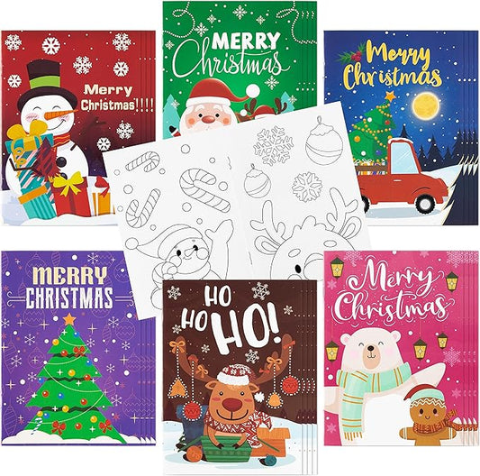 Dvbonike 24Pcs Christmas Coloring Books Including Santa Christmas Tree Snowman Reindeer Ginger Man Merry Christmas Birthday Party Favors Gifts Xmas Home School Activity Supplies for Kids Boys Girls