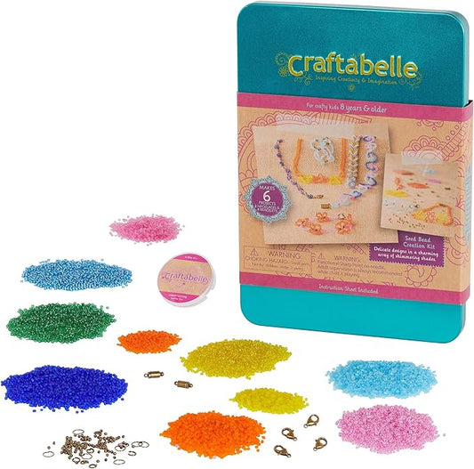 – Seed Bead Creation Kit – Bracelet & Necklace Making Kit – 42pc Jewelry Set with Little Beads – DIY Jewelry Kits for Kids Aged 8 Years +