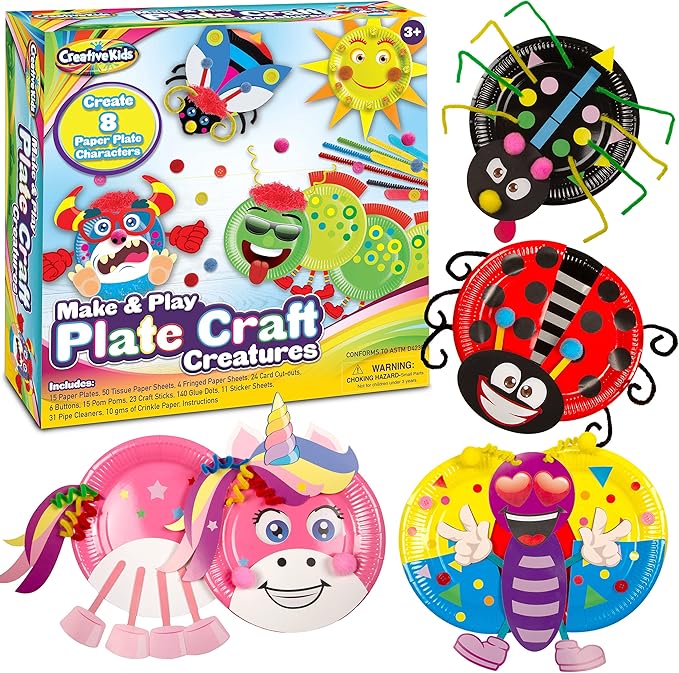 Creative Kids Make & Play Plate Craft Kit - Arts and Crafts Kit for Toddlers Ages 2, 3, 4, 5 Years Party Activity Kits for Toddler 3+