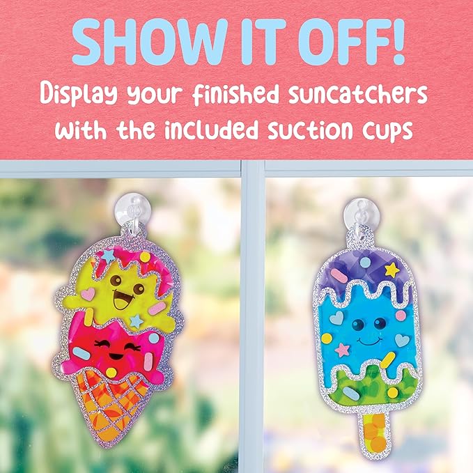 Creativity for Kids Sticker Sun Catchers Mini Craft Kit: Create 2 Suncatchers - Toddler Stocking Stuffers and Gifts Ages 3-4+, Arts & Crafts for Kids, Window Art for Kids
