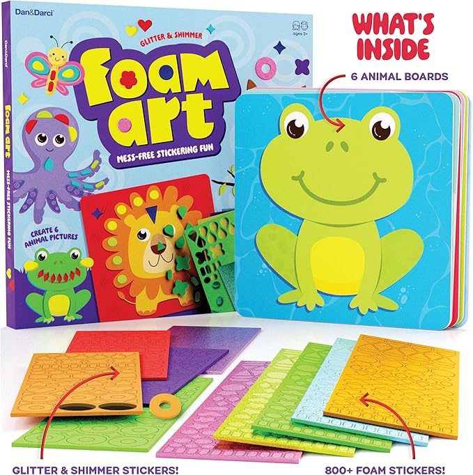 Foam Sticker Art Craft for Kids - Toddler Arts and Crafts for Kids Ages 3-4 3-5 4-6 - Kids Toddlers Activities for Kids Ages 3-5 - 4 Year Old Boy Birthday Gift - Stocking Stuffers Gifts for Boys 4-6
