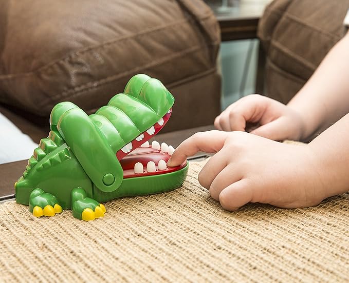 Crocodile Dentist by Winning Moves Games USA, Press Your Luck No Loose Parts Self Contained Game for 1 to 4 Players, Ages 4+