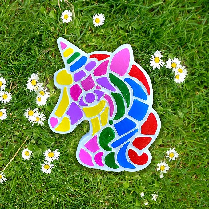 TOYLI Unicorn Painting Kit for Kids, Unicorn Art Set, Unicorn Project, DIY, Stepping Stone kit, Includes 2 Painting Brushes and 6 Paints Mess-Free, Kids Arts and Crafts