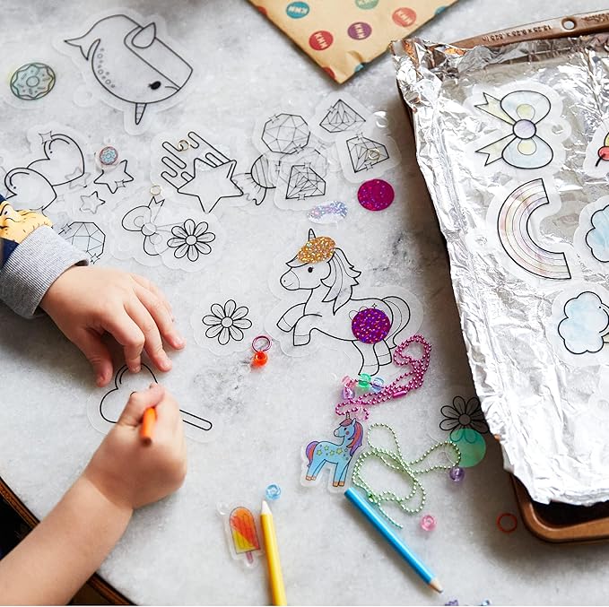 Kid Made Modern - Jewelry Making Kit - Shrink Art Charms - 180 Pieces Set - DIY Kids Crafts - Bulk Craft Set - Create Your Own Art - Includes Art & Jewelry Charm Supplies - Ages 6+