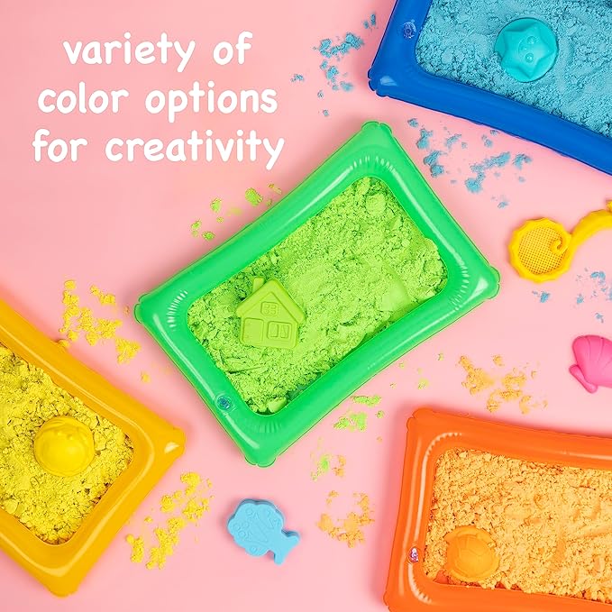 Sensory Sand Bulk Size 8 Pound Multicolor with Blue Orange Green and Yellow Sensory Play Sand in Container