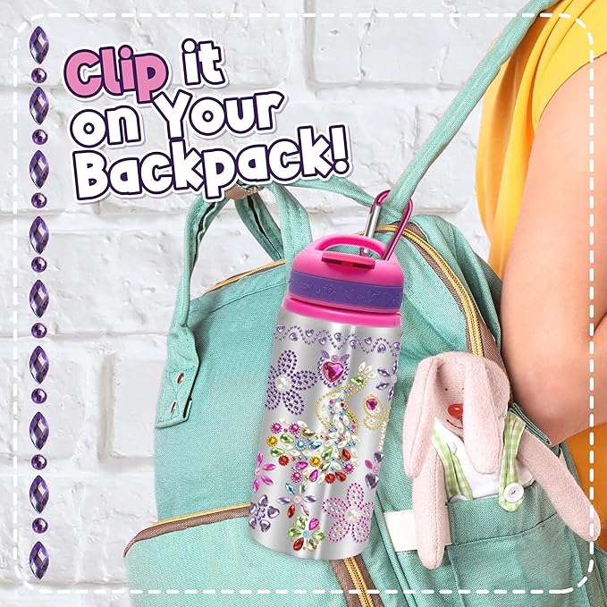 PURPLE LADYBUG Decorate Your Own Water Bottle Kits for Girls - 5 6 7 8 Year Old Girl Gifts, Girl Birthday Easter Gifts for Kids, Arts and Crafts for Kids Ages 6-8 Girls Water Bottles for School Girls