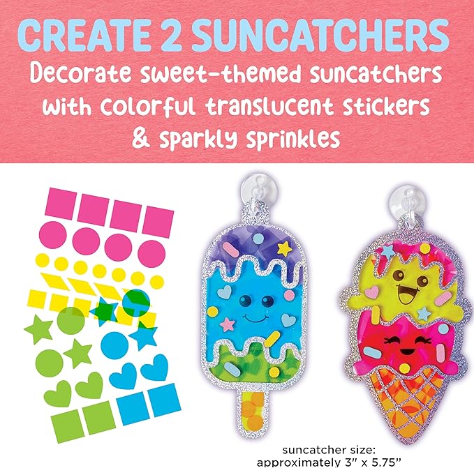 Creativity for Kids Sticker Sun Catchers Mini Craft Kit: Create 2 Suncatchers - Toddler Stocking Stuffers and Gifts Ages 3-4+, Arts & Crafts for Kids, Window Art for Kids