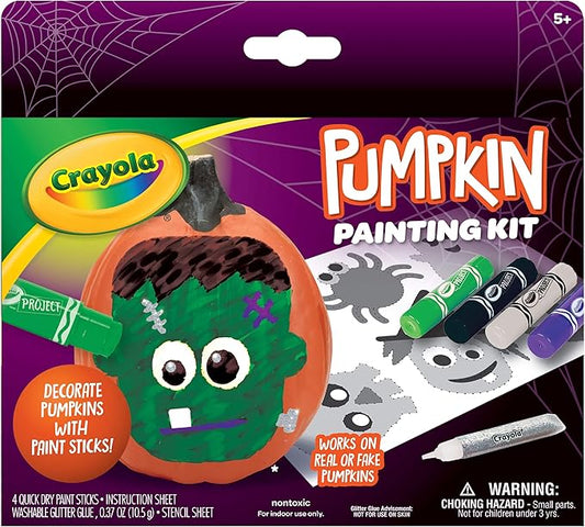 Crayola No Carve Pumpkin Decorating Kit with Paint Sticks, Less Mess Paint Set for Kids, Gift