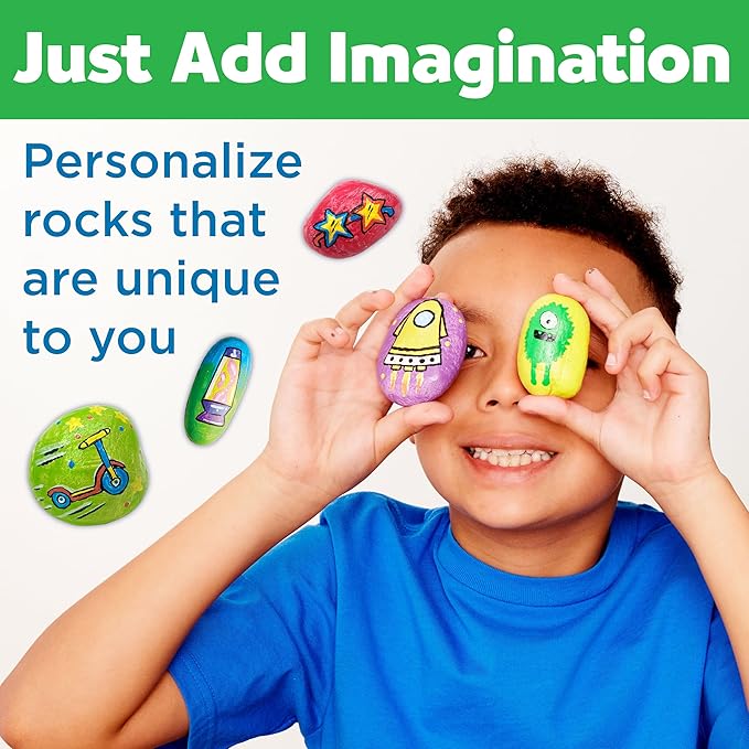 Creativity For Kids Hide and Seek Rock Painting Kit - Arts and Crafts for Kids Ages 6-8+, Gifts for Kids, Craft Kit with 10 Rocks and Waterproof Paint, Small