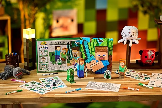 Crayola Minecraft, POPs 3D Kids Art Set, Coloring Book Alternative, Gift for Boys & Girls, Ages 6+