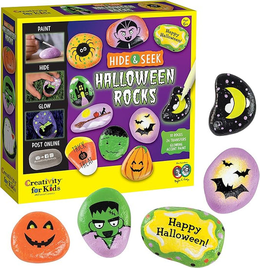 Creativity for Kids Hide and Seek Halloween Rock Painting Kit - Halloween Crafts for Kids Ages 6-8 for Kids, Kids Crafts