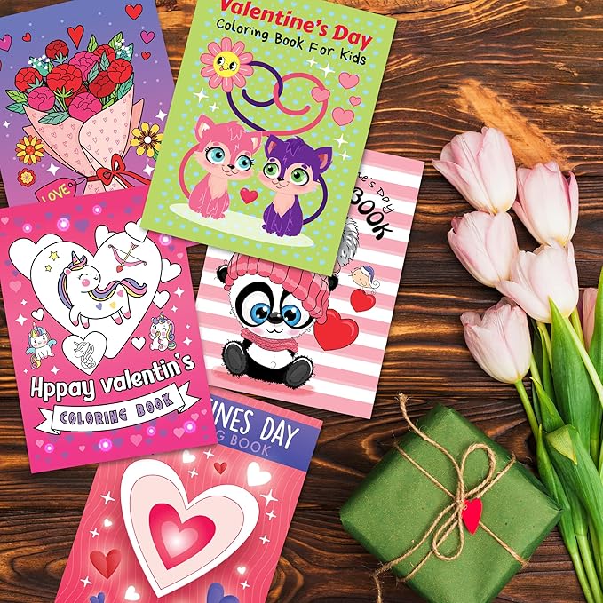 ArtCreativity 20 Packs / 5" X 7" Valentines Day Mini Coloring Books for Boys and Girls Children, 5 Designs Set for Classroom, Perfect for Creative Educational Art Home and Exchange Gifts for Toddlers
