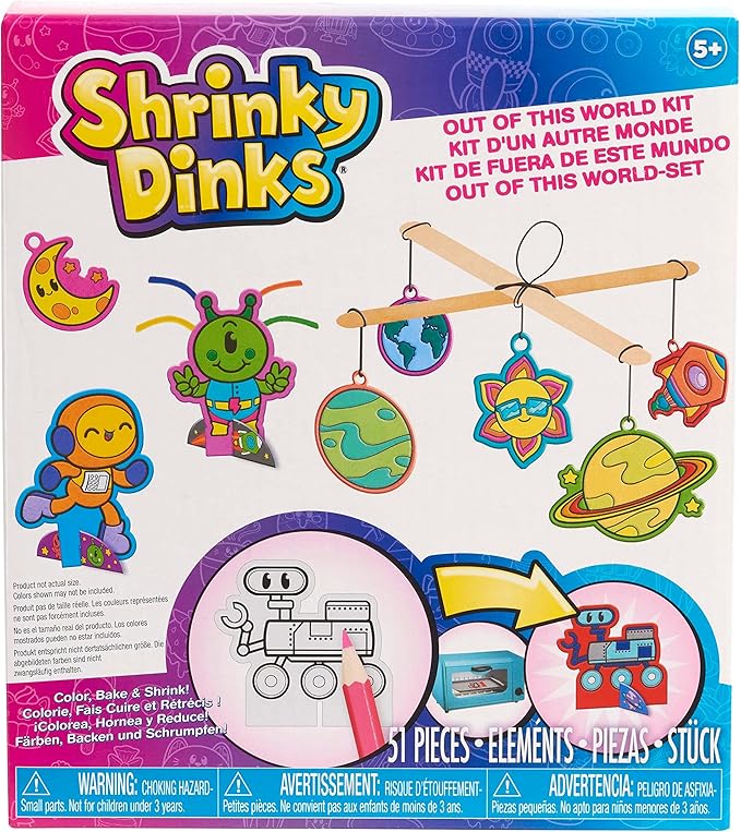Just Play Shrinky Dinks Out of This World 51-piece Arts and Crafts Kit, Kids Toys for Ages 3 Up, Medium